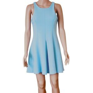 Black Swan Pleated Fit & Flare Dress S Sleeveless Lt Blue Textured Mini